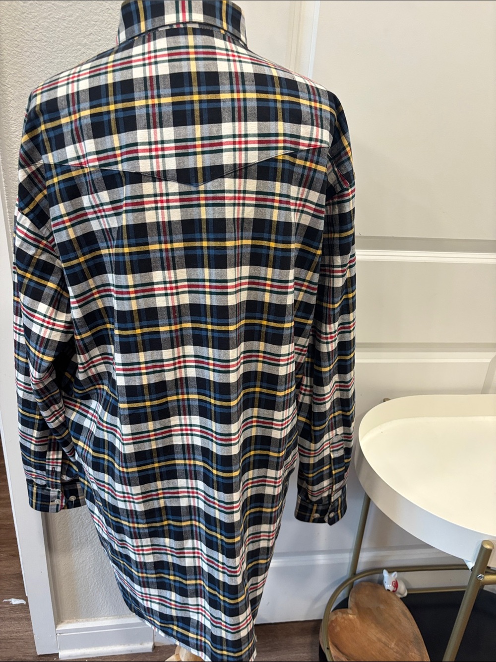 Lucchese Navy, White & Yellow Plaid Button-Down Shirt - Picture 8 of 8